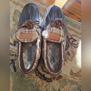 Sperry Womens Plaid Duck Boots - Brown and Black